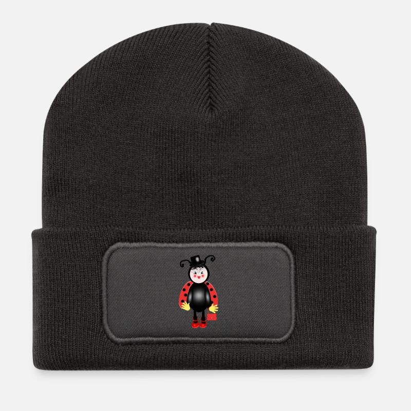 Marienkäfer - Recycelte Patch Beanie - Dunkelgrau