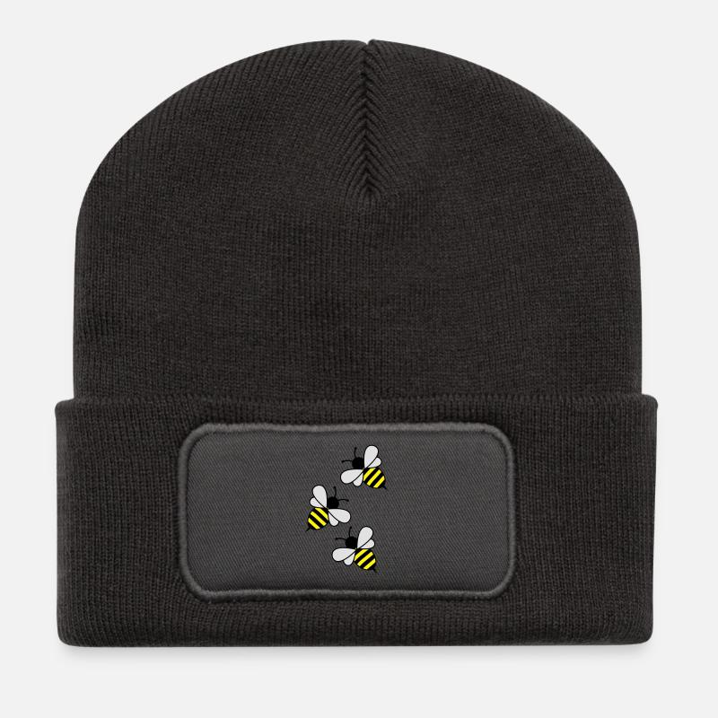 bees - Beanie recyclé à patch - charbon