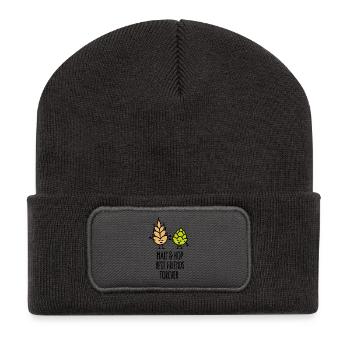 Funny malt hop best friends forever BFF beer mates - Recycled Patch Beanie - dark grey - Front