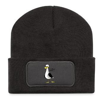Sei eine Möwe ... - Recycelte Patch Beanie - Dunkelgrau - Vorne
