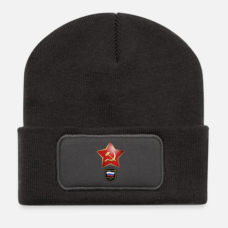 Hammer & Sichel Russland - Recycelte Patch Beanie - Dunkelgrau