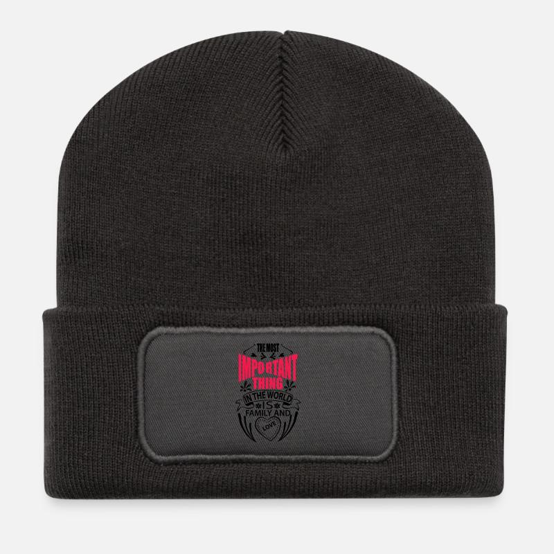 family love - Recycelte Patch Beanie - Dunkelgrau