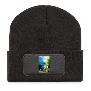 Abstrakte Muster und Formen - Recycelte Patch Beanie - Dunkelgrau - Vorne