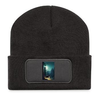 Wolf and Moon - Recycled Patch Beanie - dark grey - Front