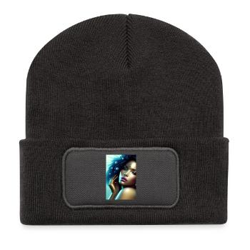 Schöne Frau - Recycelte Patch Beanie - Dunkelgrau - Vorne