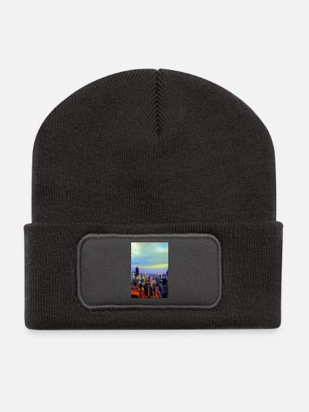 New York City Skyline - Recycelte Patch Beanie - Dunkelgrau