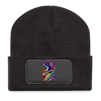 Abstrakte Kunst - Recycelte Patch Beanie - Dunkelgrau - Vorne
