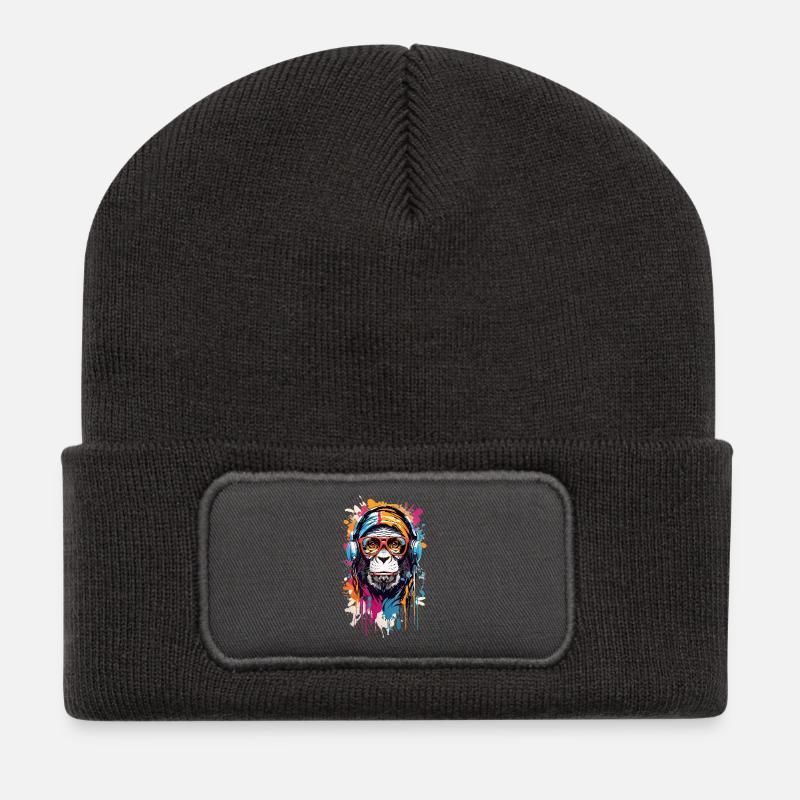 Coole Affe - Recycelte Patch Beanie - Dunkelgrau