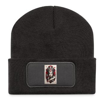 Fantasy-Cyberpunk der Königin der Herzen - Recycelte Patch Beanie - Dunkelgrau - Vorne