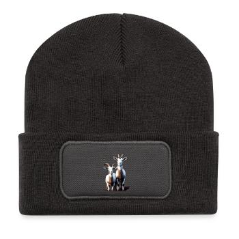 ZIEGEN II - Recycelte Patch Beanie - Dunkelgrau - Vorne