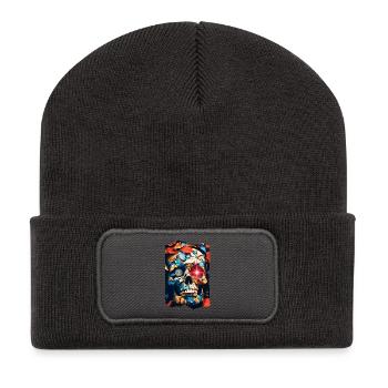 Crâne Pop Art - Beanie recyclé à patch - charbon - Devant