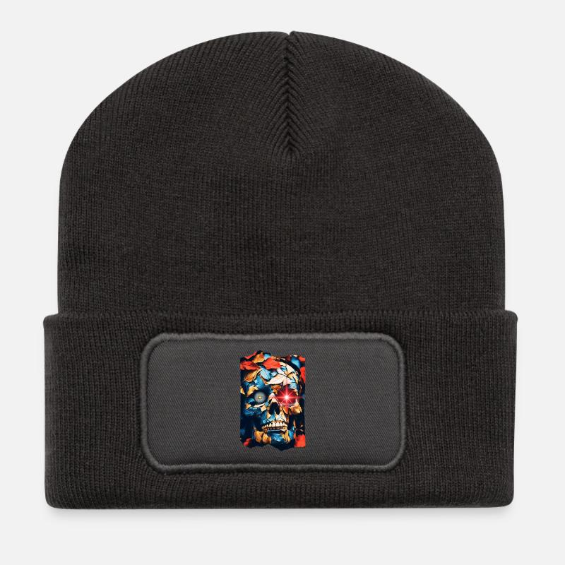 Crâne Pop Art - Beanie recyclé à patch - charbon