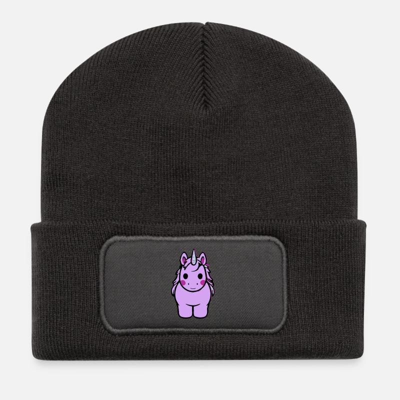 Peluche Dessin Animé Licorne Pastel - Beanie recyclé à patch - charbon