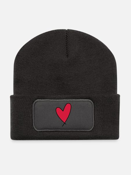 Symbol Herz - Recycelte Patch Beanie - Dunkelgrau