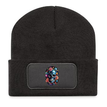 Espace planètes crâne - Beanie recyclé à patch - charbon - Devant