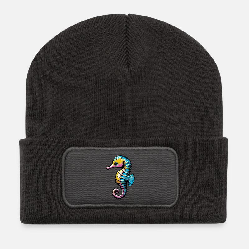 Seepferdchen - Recycelte Patch Beanie - Dunkelgrau
