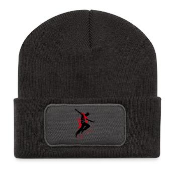 Breakdancer Dancer Silhouette en Rouge Noir - Beanie recyclé à patch - charbon - Devant