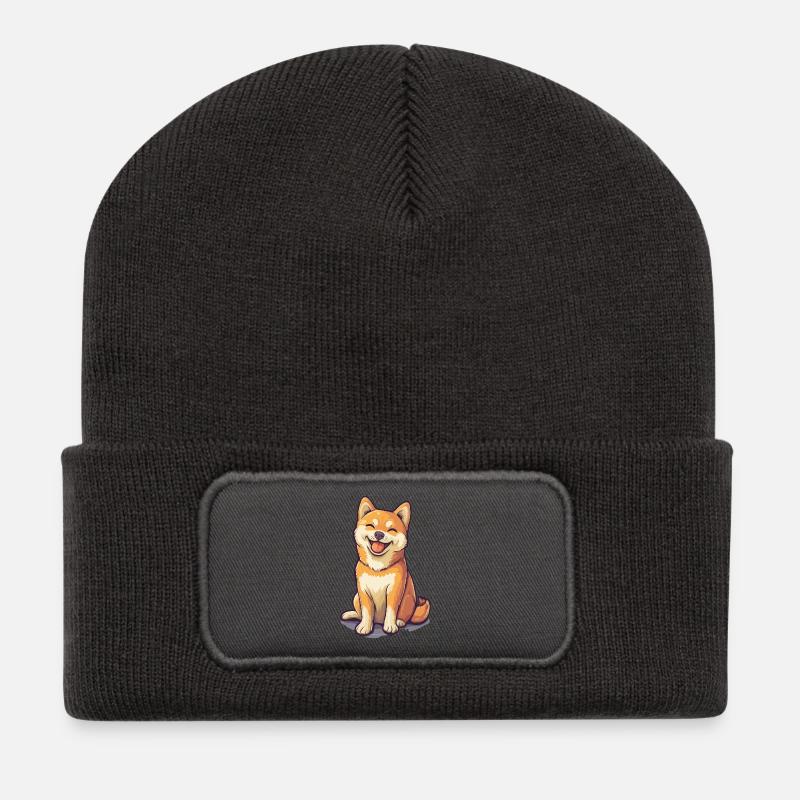 Shiba Inu - Recycelte Patch Beanie - Dunkelgrau