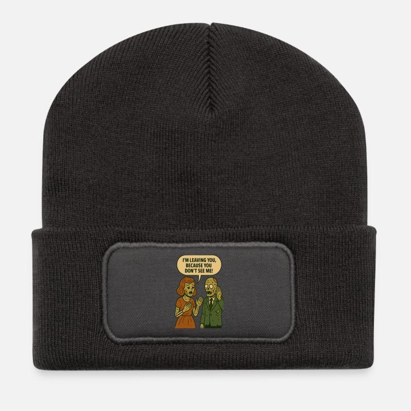 I'm leaving, because you don't see me! - Recycelte Patch Beanie - Dunkelgrau