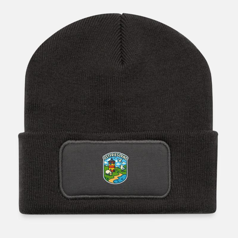 Ostfriesland - Recycelte Patch Beanie - Dunkelgrau