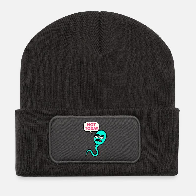 Ausdrucksstarke Sadface Schlange Illustration - Recycelte Patch Beanie - Dunkelgrau