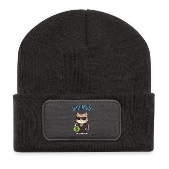 CATPITALIST - Kawaii Cat Humor - Recycled Patch Beanie - dark grey - Front