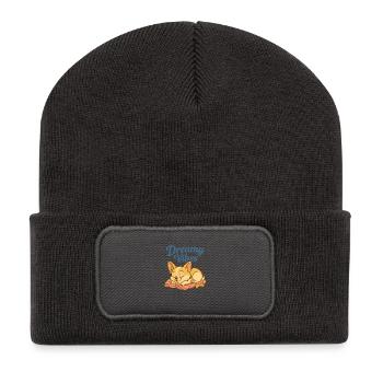 Dreamy Vibes - Dog Love - Flauschig & frech  - Recycelte Patch Beanie - Dunkelgrau - Vorne