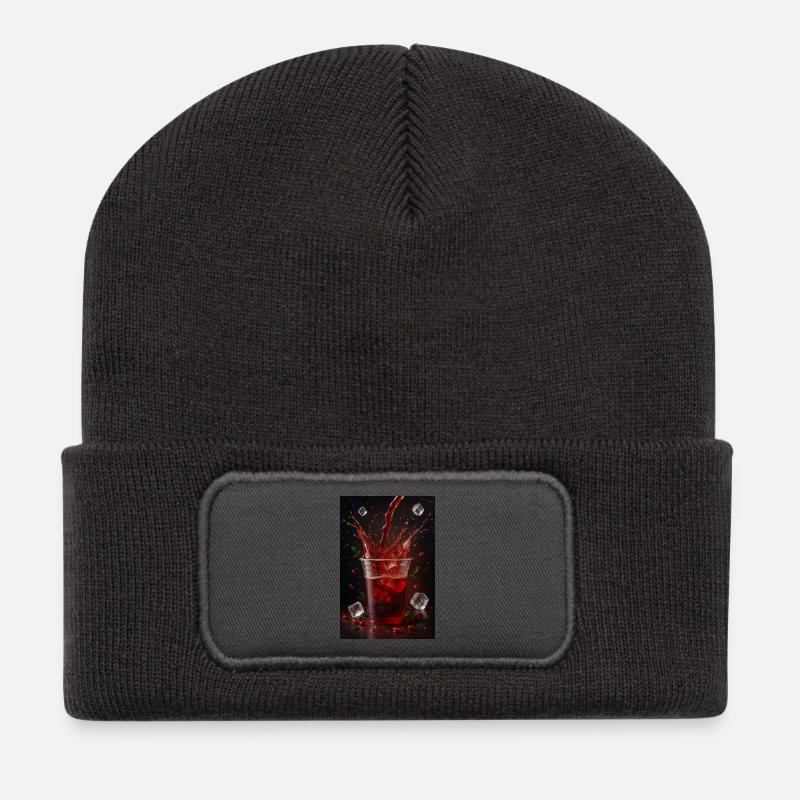 Energieshot mit Beeren und Eiswürfeln - Recycelte Patch Beanie - Dunkelgrau