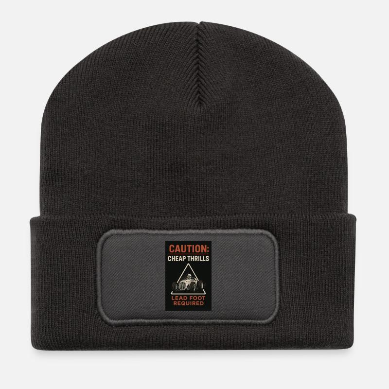 Gefährliche Fahrt Warnhinweis - Recycelte Patch Beanie - Dunkelgrau