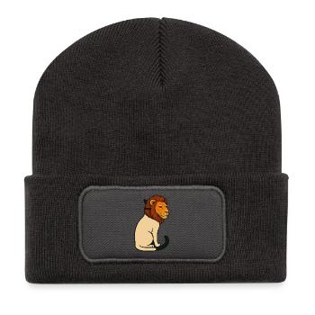 Cat wearing a mask of a lion - Recycled Patch Beanie - dark grey - Front