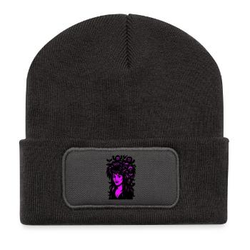 Dame vampire avec des super-cheveux ! - Beanie recyclé à patch - charbon - Devant