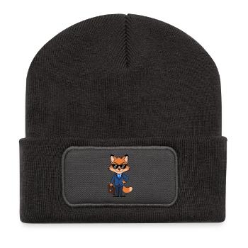 Fox businessman elegant suit with briefcase - Recycled Patch Beanie - dark grey - Front