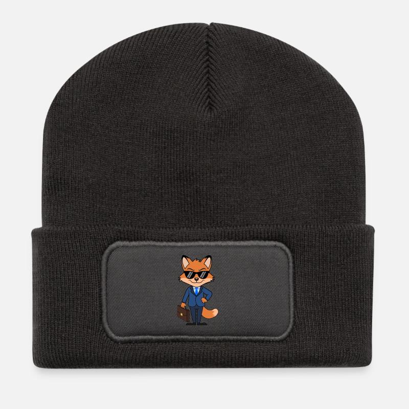 Fox Geschäftsmann eleganter Anzug mit Aktentasche - Recycelte Patch Beanie - Dunkelgrau
