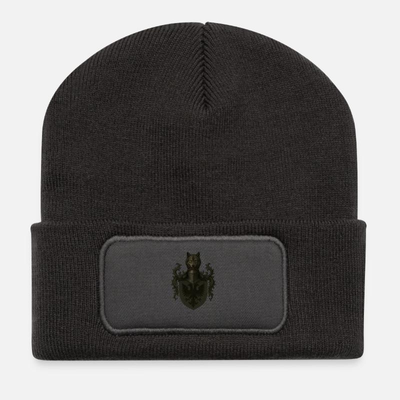 Jerrik Joris von Josten – Wolf & Doppeladler Crest - Recycelte Patch Beanie - Dunkelgrau