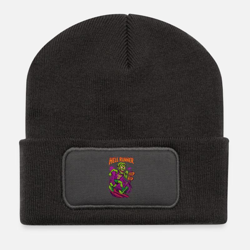 HELL RUNNER  - Recycelte Patch Beanie - Dunkelgrau