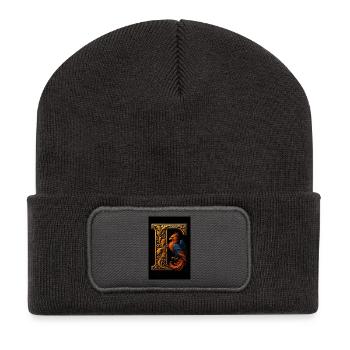 F – Magisches Ornament mit Phönix - Recycelte Patch Beanie - Dunkelgrau - Vorne
