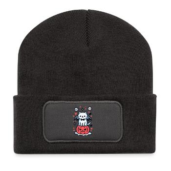 Pumpkin Cat - Recycled Patch Beanie - dark grey - Front