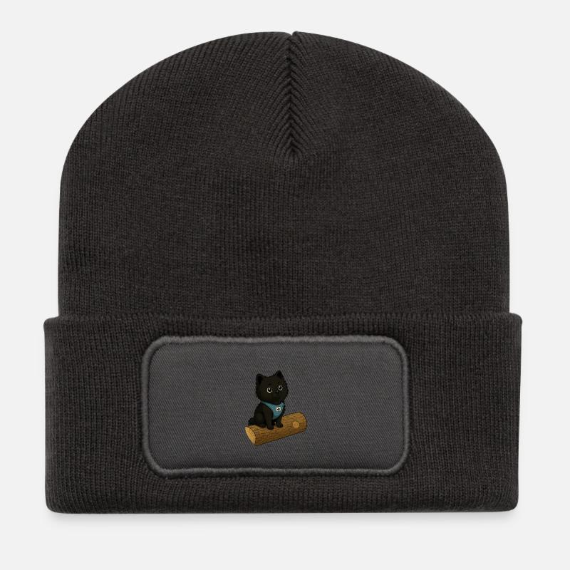 Chien mignon avec tronc d’arbre - Beanie recyclé à patch - charbon