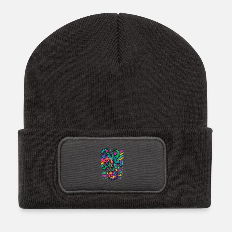 Breakdance Alligator - Beanie recyclé à patch - charbon