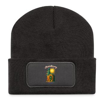 Hamburg Michel Shirt – St. Michaelis Kirche Retro  - Recycelte Patch Beanie - Dunkelgrau - Vorne