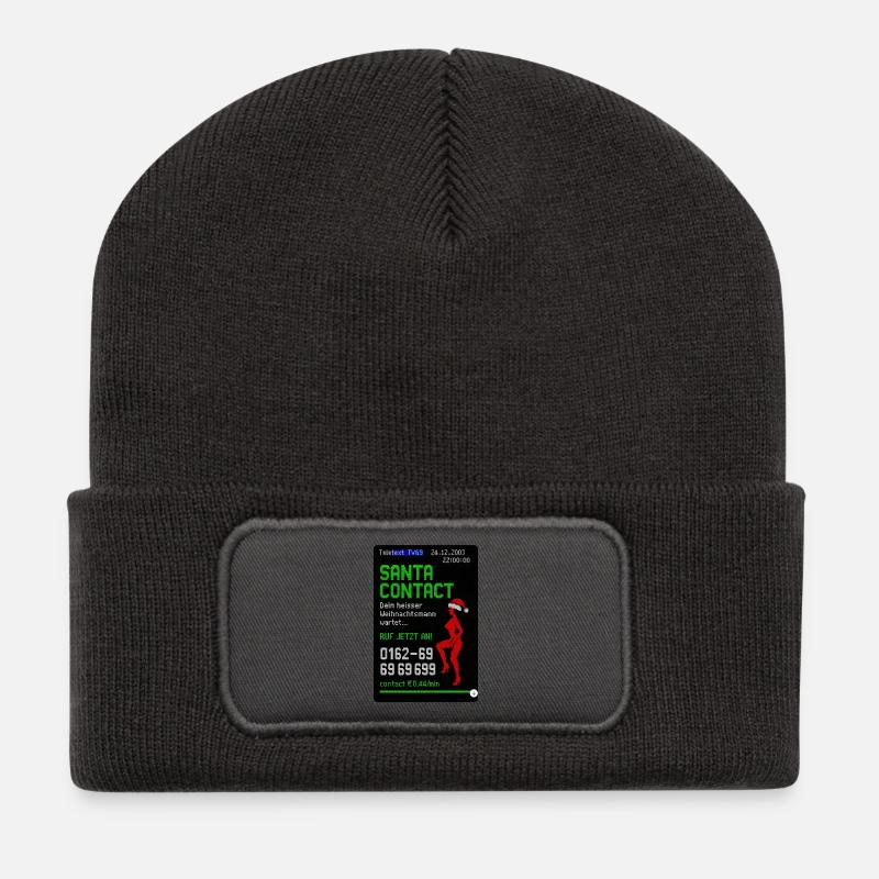 Weihnachtsmann Kontakt Witz Design - Recycelte Patch Beanie - Dunkelgrau