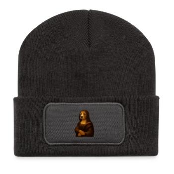 Hund Portrait in Renaissance Stil - Recycelte Patch Beanie - Dunkelgrau - Vorne