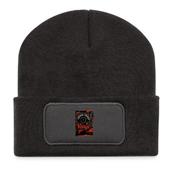Platine vinyle Groove Retro - Beanie recyclé à patch - charbon - Devant