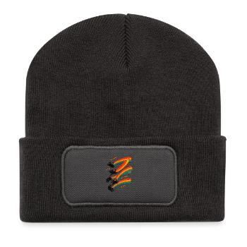 Chat arc-en-ciel - Beanie recyclé à patch - charbon - Devant