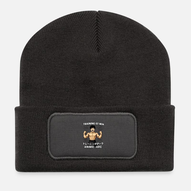Training Ist Mein Anime Arc - Recycelte Patch Beanie - Dunkelgrau