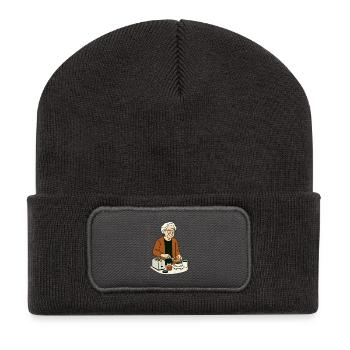 Oma Karin  - Recycelte Patch Beanie - Dunkelgrau - Vorne