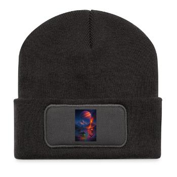 Dinosaurier Vulkan Fantasy Universum - Recycelte Patch Beanie - Dunkelgrau - Vorne