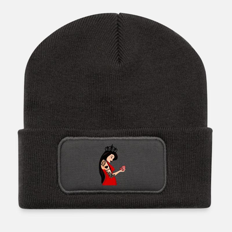 Punk Herz Dame - Recycelte Patch Beanie - Dunkelgrau