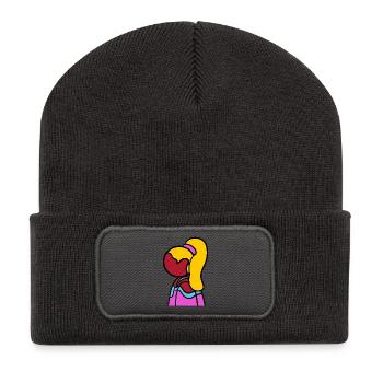 Ein Look zum Ausmalen - Recycelte Patch Beanie - Dunkelgrau - Vorne