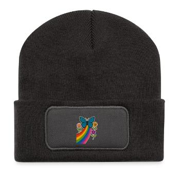 Rainbow Butterfly - Recycled Patch Beanie - dark grey - Front